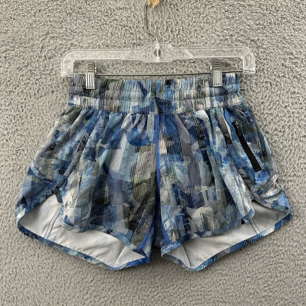 Lululemon Tracker Shorts‎ V 4" Sun Dazed Multi Blue Mid Rise Athletic Women's 6